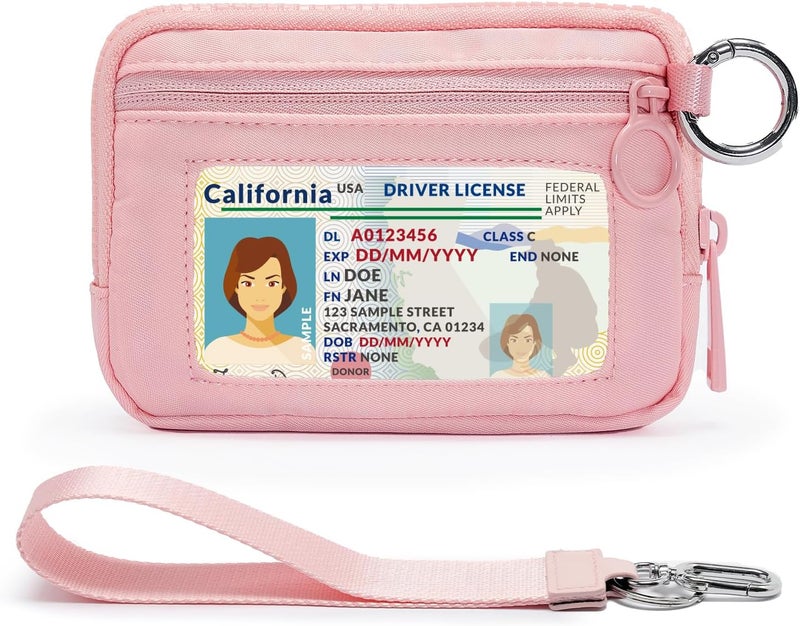 YDF The Iris Wallet for Women Mini Zip Card Case with Clear ID Window Zipper Coin Purse Lightweight Portable Keychain Wallet - Image 1